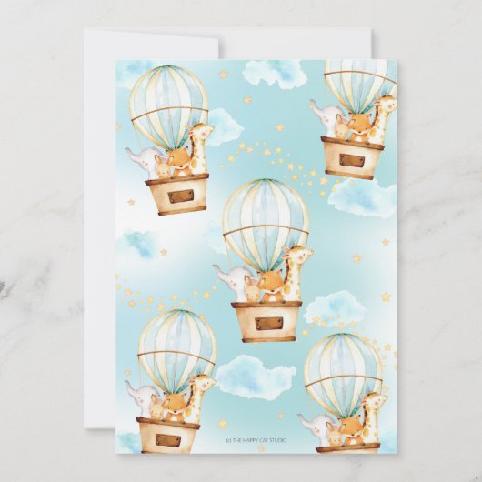 Heet luchtballon Stomme dieren Baptisme Christenin Kaart (Achterkant)