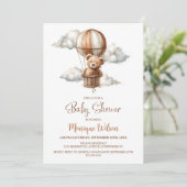 Heet Luchtballon Teddybeer Babyshower Kaart (Staand voorkant)