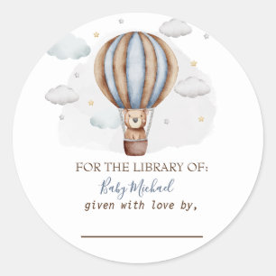 Heet Luchtballon Teddybeer Wolken Baby Shower Ronde Sticker