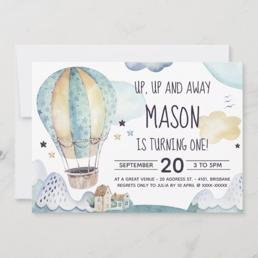 Heet luchtballon - uitnodiging (Voorkant)