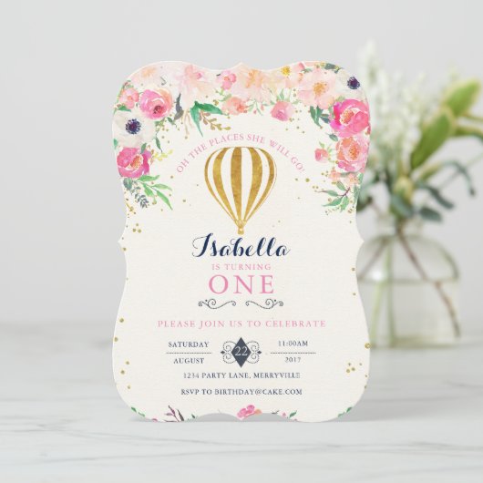 Heet luchtballon - uitnodiging (Staand voorkant)