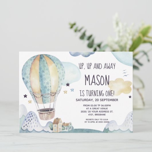 Heet luchtballon - uitnodiging (Staand voorkant)