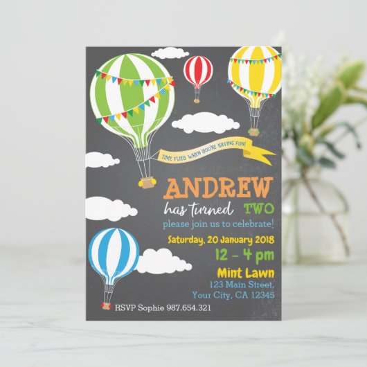 Heet luchtballon - uitnodiging (Staand voorkant)