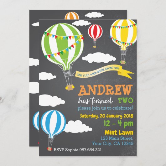 Heet luchtballon - uitnodiging (Voorkant / Achterkant)