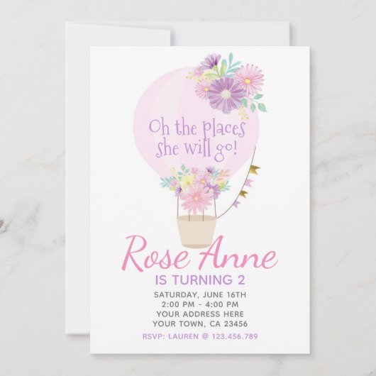 Heet luchtballon - uitnodiging (Voorkant)