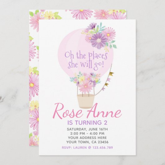 Heet luchtballon - uitnodiging (Voorkant / Achterkant)