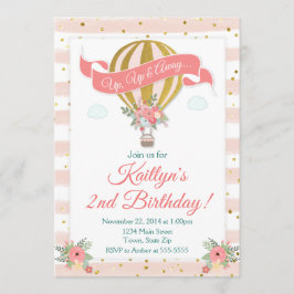 Heet luchtballon, uitnodiging op zaterdag, omhoog 