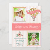 Heet luchtballon, uitnodiging op zaterdag, omhoog  (Voorkant / Achterkant)