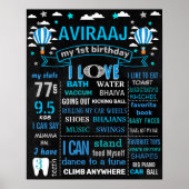 Heet luchtballon van Birthday Party-chalkbordbord Poster (Voorkant)