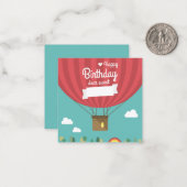 Heet Luchtballon Verjaardag Notitiekaartje (Voorkant / Achterkant in situ)