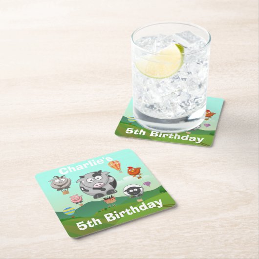 Heet luchtballon voor boerderijdieren Aangepaste v Kartonnen Onderzetters (Insitu)