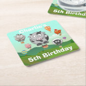 Heet luchtballon voor boerderijdieren Aangepaste v Kartonnen Onderzetters (Schuin)