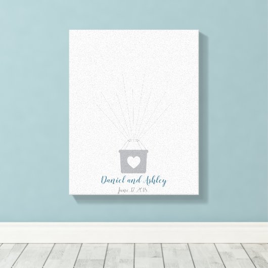 Heet luchtballon Weddenschap Vingerprint Guest Boo Canvas Afdruk (Insitu (Houten vloer))