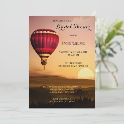 Heet-luchtballon - Zonnebakschotel - Uitnodiging (Staand voorkant)