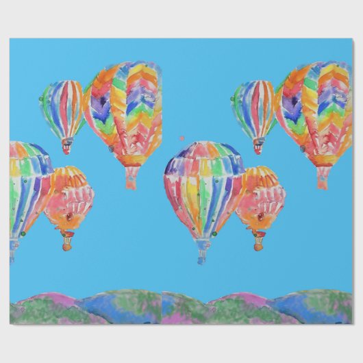 Heet luchtballonballonnen Art Waterverf Wrapping Cadeaupapier (Vlak)
