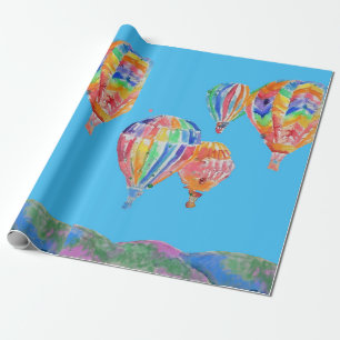 Heet luchtballonballonnen Art Waterverf Wrapping Cadeaupapier