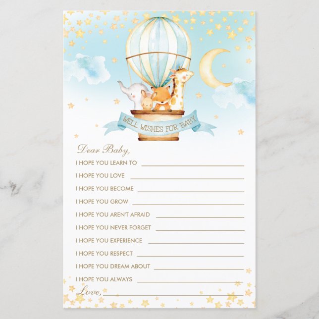 Heet-luchtballondieren Goed gewild voor Baby Kaart (Voorkant)
