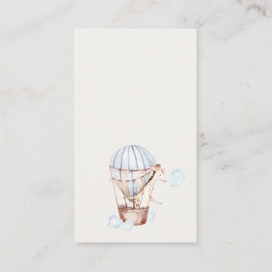 Heet-luchtballondieren LuierspoelBaby shower Informatiekaartje (Achterkant)