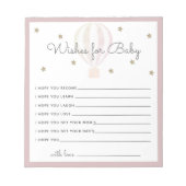 Heet luchtballondouche — Wishes voor Baby roze Notitieblok (Voorkant)