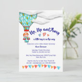 Heet-luchtballonjongens baby shower schattig reisf kaart (Staand voorkant)