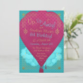 Heet luchtballonmeisje Birthday Party Invite Kaart (Staand voorkant)