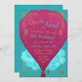 Heet luchtballonmeisje Birthday Party Invite Kaart (Voorkant / Achterkant)