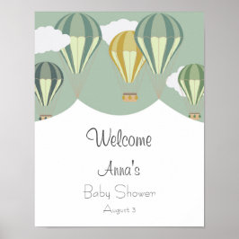 Heet-luchtballonnen baby shower welkom poster