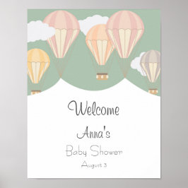 Heet-luchtballonnen baby shower welkom poster