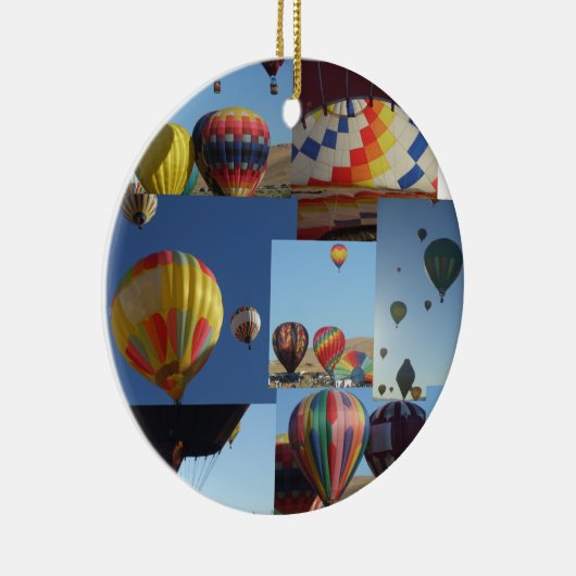 Heet luchtballonnen foto kerstversiering collage keramisch ornament (Rechts)