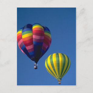 Heet luchtballonnen, geel / groen en multi briefkaart