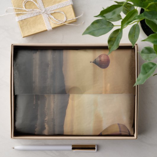 Heet luchtballonnen in Golden Skies Tissuepapier (Geschenk)