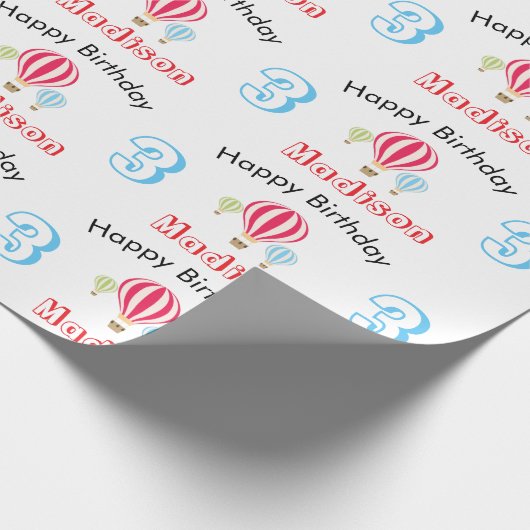 Heet luchtballonnen ontwerp Birthday - aangepaste Cadeaupapier (Hoek)