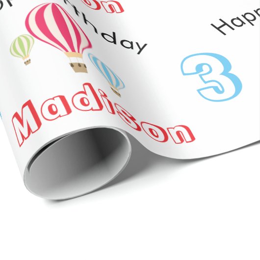 Heet luchtballonnen ontwerp Birthday - aangepaste Cadeaupapier (Rol Hoek)