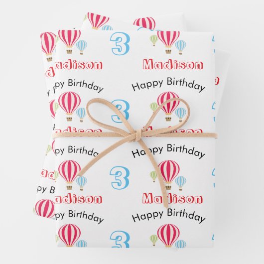 Heet luchtballonnen ontwerp Birthday - aangepaste  Inpakpapier Vel (In situ)