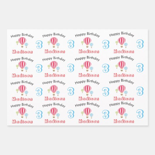 Heet luchtballonnen ontwerp Birthday - aangepaste  Inpakpapier Vel (Voorkant)