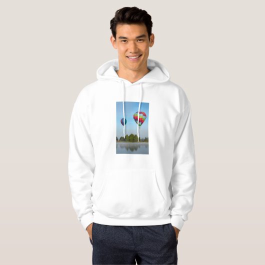 Heet luchtballonnen over een meer, NZ Hoodie (Voorkant volledig)