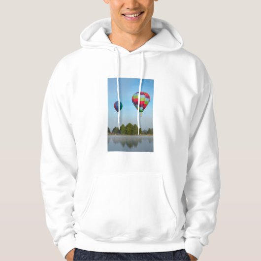Heet luchtballonnen over een meer, NZ Hoodie (Voorkant)