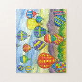 Heet-luchtballonnen Race-woestijnberg Zonneopje Legpuzzel (Verticaal)