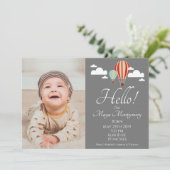 Heet Luchtballonnen & Wereldkaart Geboorteaankondi Kaart (Staand voorkant)