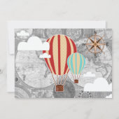 Heet Luchtballonnen & Wereldkaart Geboorteaankondi Kaart (Achterkant)