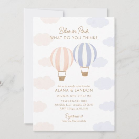 Heet Luchtballons Genderpartij Kaart (Voorkant)