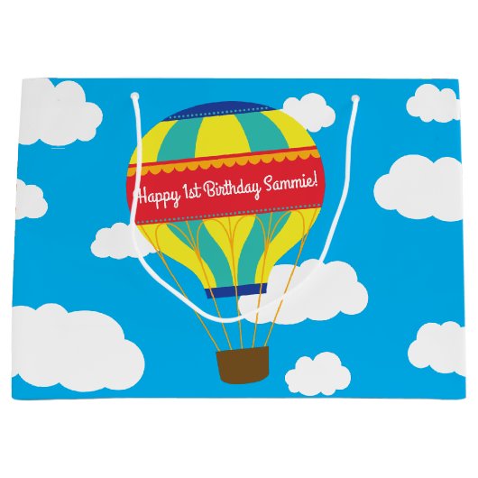 Heet luchtballonvaarder 1 e verjaardag groot cadeauzakje (Voorkant)
