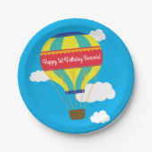 Heet luchtballonvaarder 1 e verjaardag papieren bordje (Voorkant)