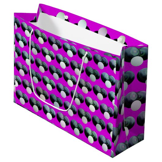 Heet magenta gazon kommen patroon, groot cadeauzakje (Voorkant Gekanteld)