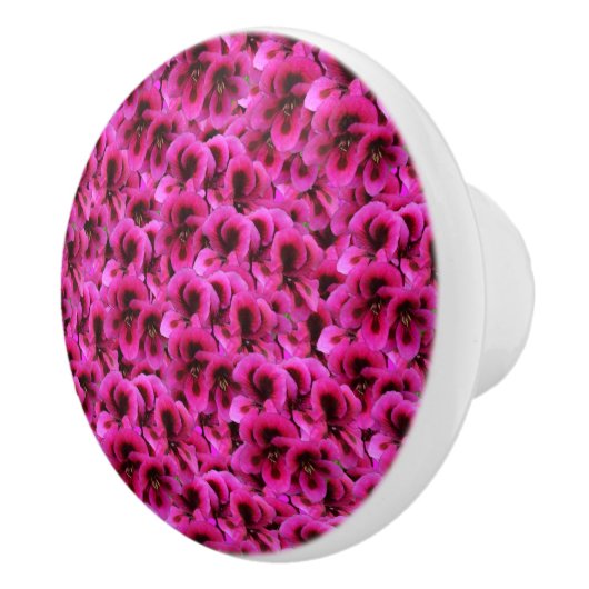 Heet magenta Geranium Flowers Keramische Knop (Rechts)