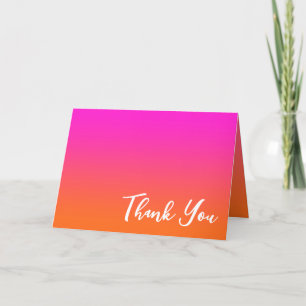 Heet Magenta Roze en Helder Oranje Ombre Bedankkaart