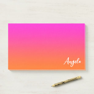 Heet Magenta Roze en Helder Oranje Ombre Naam Post-it® Notes