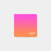 Heet Magenta Roze Helder Oranje Ombre Script Naam Post-it® Notes (Voorkant)