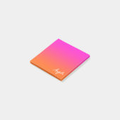 Heet Magenta Roze Helder Oranje Ombre Script Naam Post-it® Notes (Schuin)