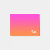 Heet Magenta Roze Helder Oranje Ombre Script Naam Post-it® Notes (Voorkant)